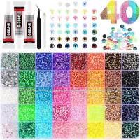 [LA19REA]For Crafts DIY Projects 3mm 32000 Pcs Flatback Rhinestone Gems in 40 Colors Resin Jelly for Bedazzling