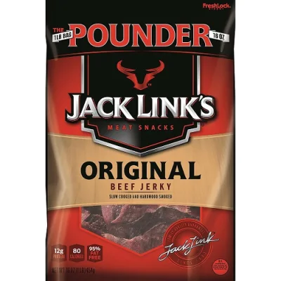 ☘️16oz (454g) Best B4 01/2023 Jack Link’s Beef Jerky Pounder Size, Original ( JACK LINKS )