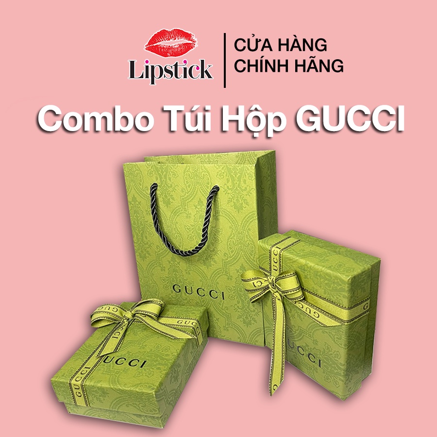 Hộp quà đựng son Gucci, Hộp quà tặng, hộp giấy đựng quà cho son Gucci kèm nơ thiệp,
