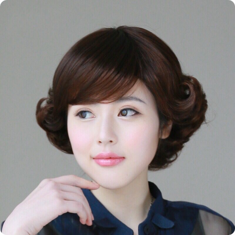 Wig for Women Wig for women, short hair for the elderly, wig for the middle-aged, curly hair for the elderly, wig for women, real hair for the elderly, whole top wig set