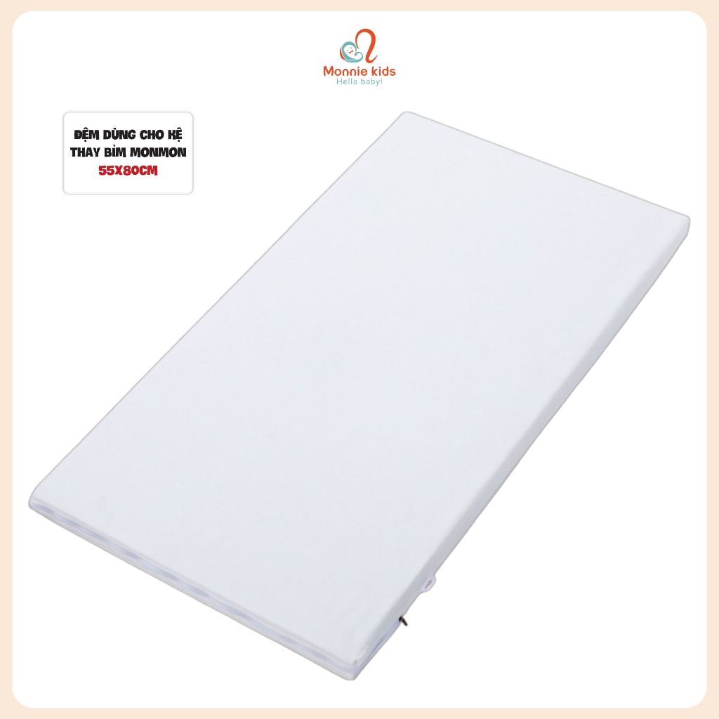 Đệm cũi bông ép dùng cho kệ thay bỉm Monmon 55x80cm, nệm cũi tự nhiên an toàn dày 5cm - Monnie Kids