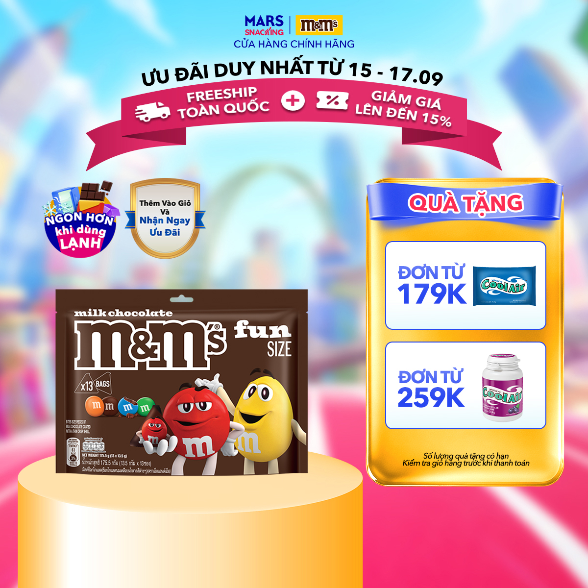 Kẹo sôcôla sữa M&M's 175.5g