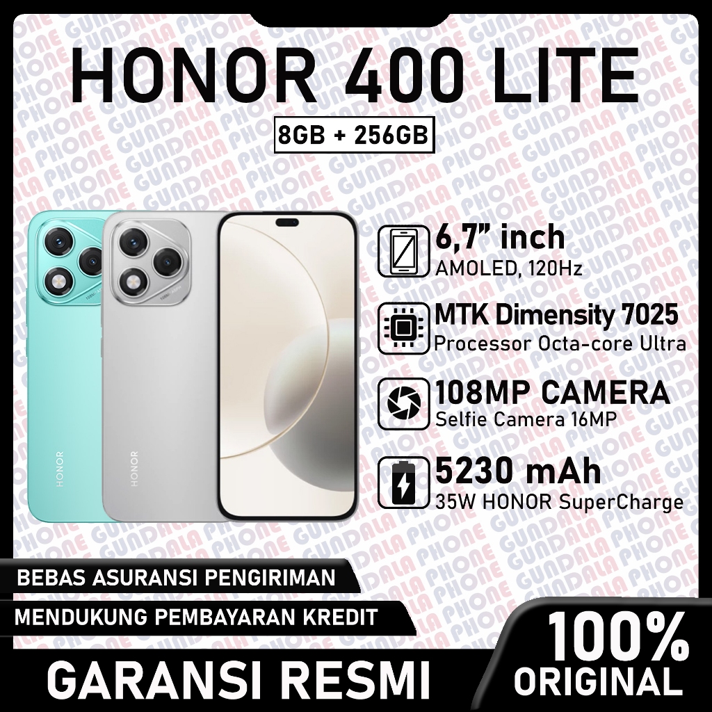 HONOR 400 LITE 5G - Camera 108MP, Baterai 5230mAh 35W HONOR SuperCharge - Garansi resmi Harga 3,793,000 rupiah*Gratis Ongkir