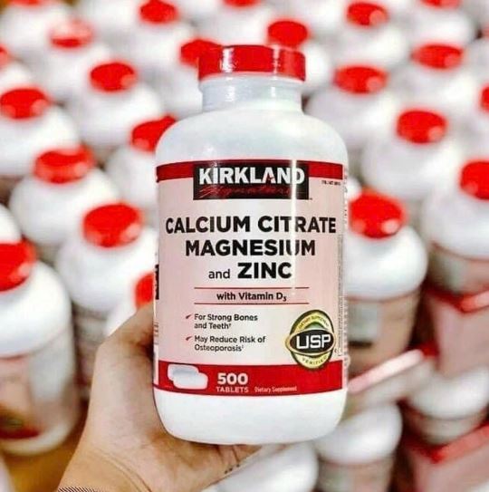 Calcium Citrate With Vitamin D, Magnesium and Zinc chai 500 viên hãng kirkland từ Mỹ