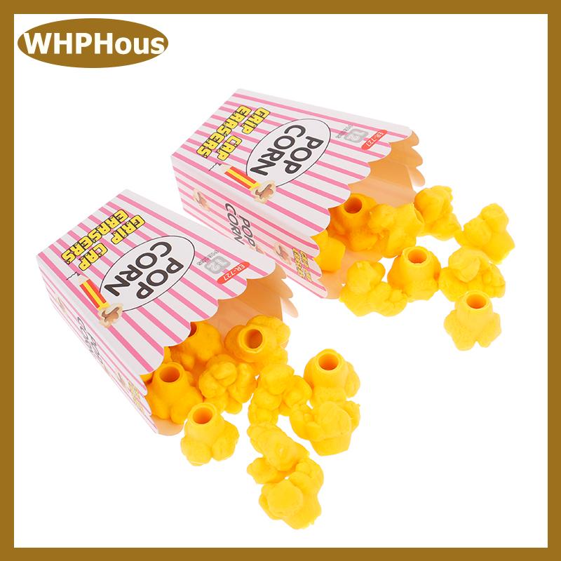 WHPHous 1 bộ phim hoạt hình bỏng ngô bút chì tẩy văn phòng phẩm trẻ em đồ dùng học tập Kawaii tẩy