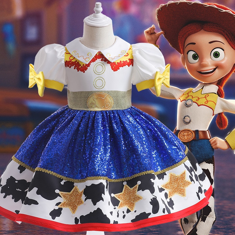 Fast shipping Disney Toy Story Jessie Dress Costume Kids Dance Ball