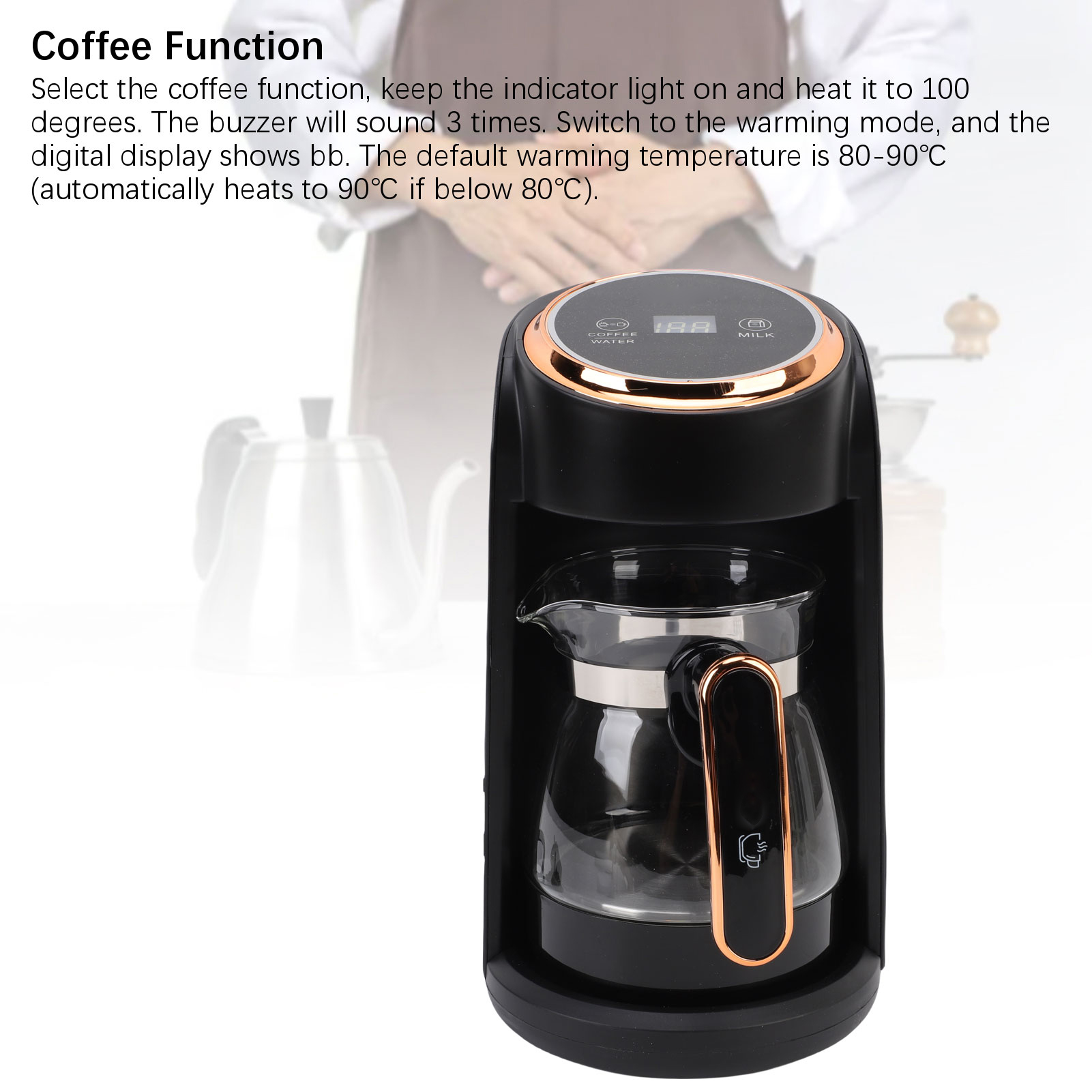 600 Wát cà phê Thổ Nhĩ Kỳ Maker 300ml Công suất máy pha cà phê tự động Auto shutoff cho văn phòng nhà cửa du lịch