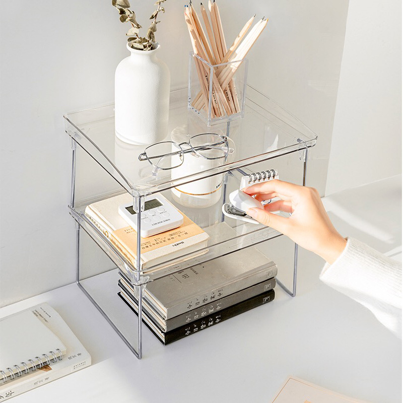 O-KAY Rack Table Transparan Rak Transparan Storage Rack Putih Rack Aesthetic Rak Serbaguna Portable Meja Multifungsi Organizer