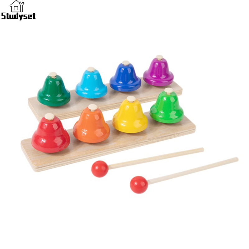 Studyset Desk Bells For Kids 8 Colorful Hand Bells Set Wooden Musical Instrument Birthday Christmas Gift For Girls Boys ราคา 433 บาท*ส่งฟรี