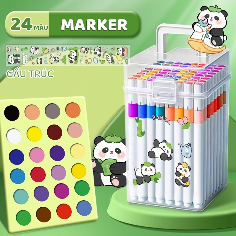 Bút màu Acrylic Marker dạng nước 12/24/36/48/60 màu ngòi mềm mượt màu tươi sáng dễ vẽ cho học sinh