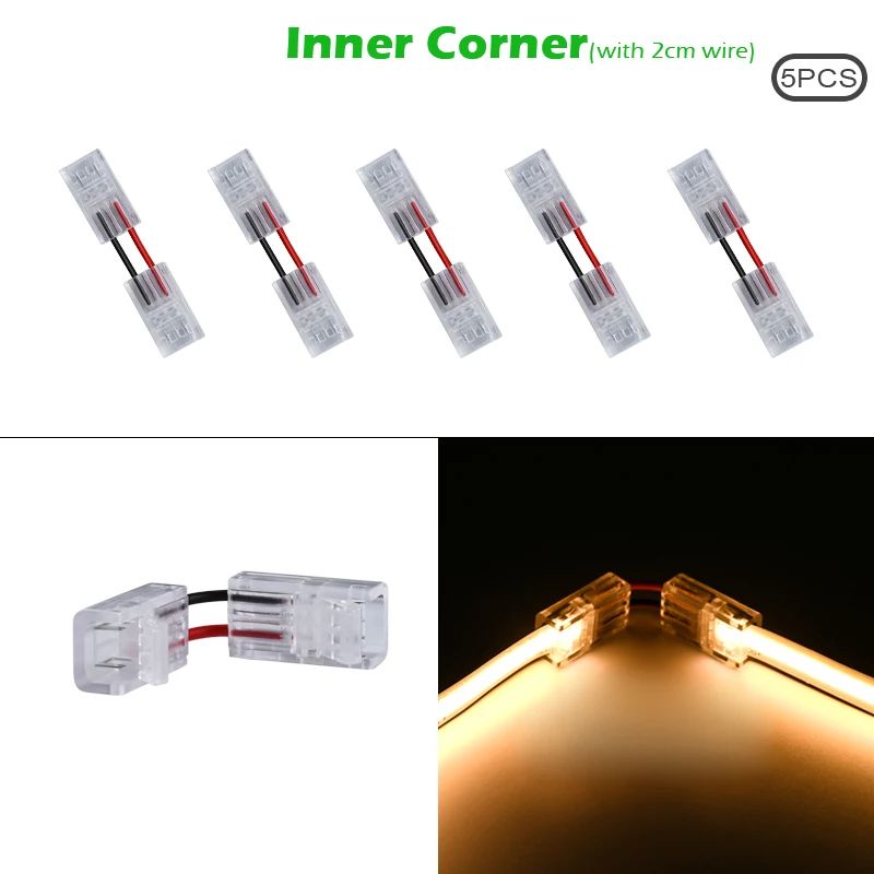 5pcs 2pin COB LED Strip Connector Extension Wire Terminal LED Connectors for 2835 5050 SMD COB Tape Lights Fixed Clamp Clips Fast delivery High quality