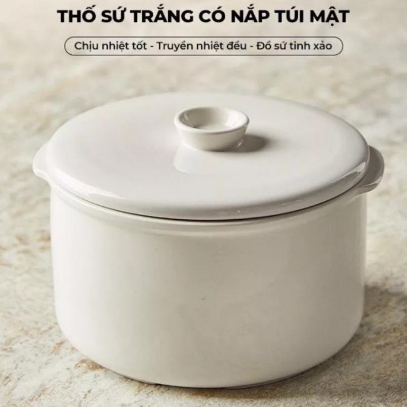 Thố sứ nồi Bear 1.6 lít, lõi sứ nồi nấu chậm 1.6 lít, nắp thay thế nồi bear, thố sứ nồi nấu chậm