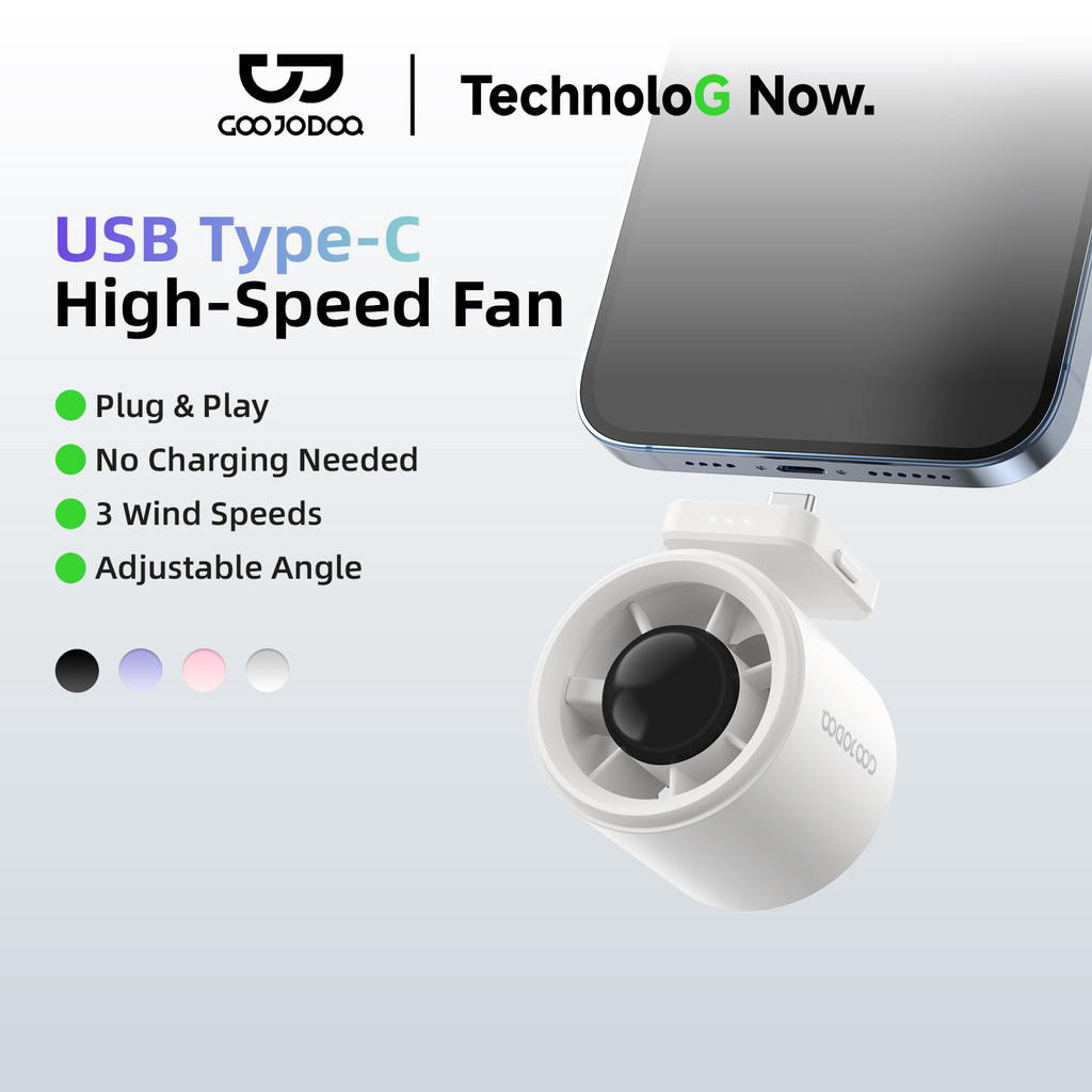 GOOJODOQ Type C Mini Fan Plug Play 3 สปีดลมแรง 180° พัดลม ยูเอสบี หมุนได้สําหรับโทรศัพท์แล็ปท็อปธนาคารพลังงาน ราคา 229 บาท*ส่งฟรี