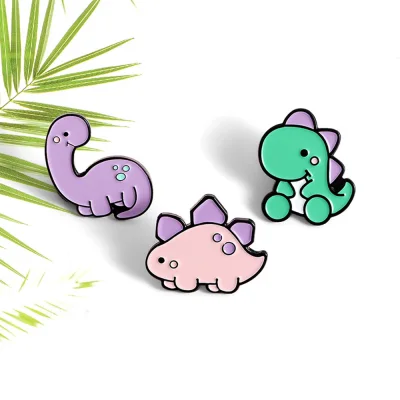 HUIHEYU Cartoon Cute Bags Accessories Tyrannosaurus Collar Animal Lapel Pins Dinosaur Brooches Enamel Lapel Badge