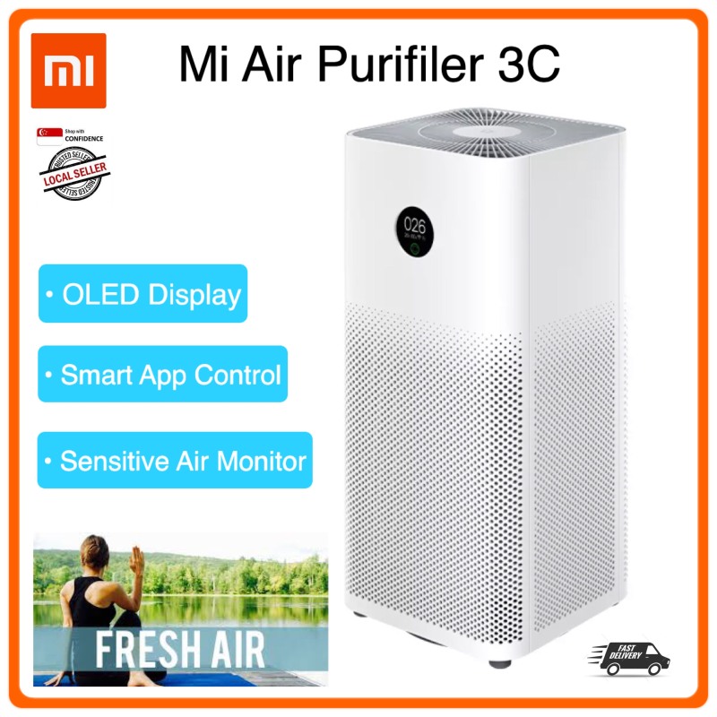 Xiaomi Air Purifier 3C GEN | Grey HEPA Filter | International Model Mijia MiHome APP Control | OLED Display | Remove 99.97% Odor Bacteria Work Best with Air Conditioner Air Fryer Cooler Standing Fan Humidifier Dehumidifier Singapore