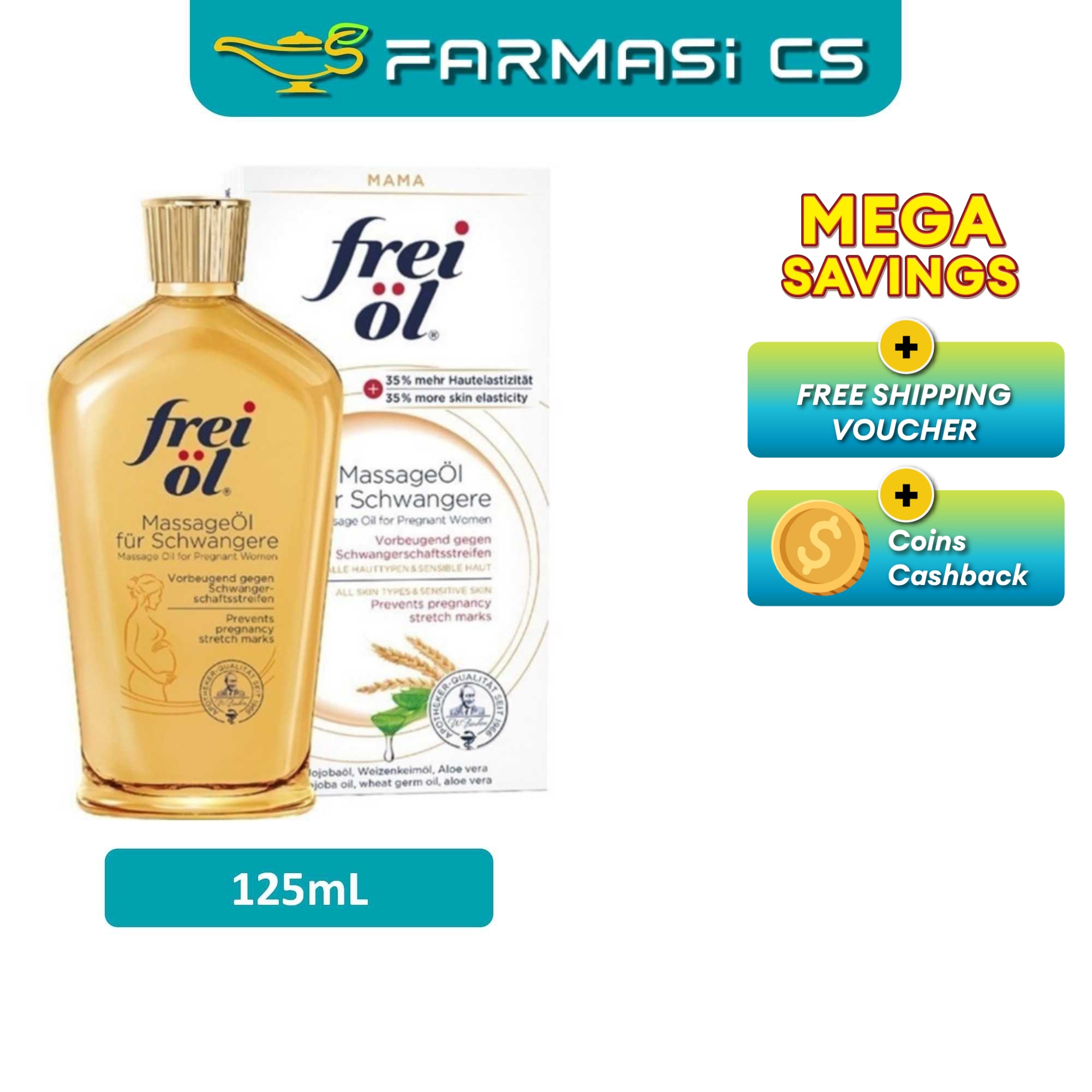 CLEARANCE Frei Ol Massage Oil For Pregnant Women 125ml EXP:02/2027 [ Skin Elasticity Stretch Marks Sensitive MassageOl Fur Schwangere Farmasi CS ]