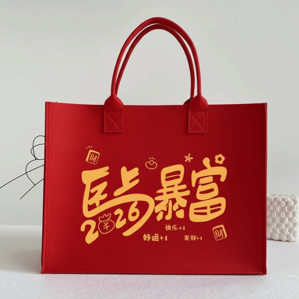HUAN Cảm thấy Túi xách Đỏ In hình hoạt hình Túi đeo vai Dễ thương Thân thiện với môi trường Túi xách quà tặng - 4