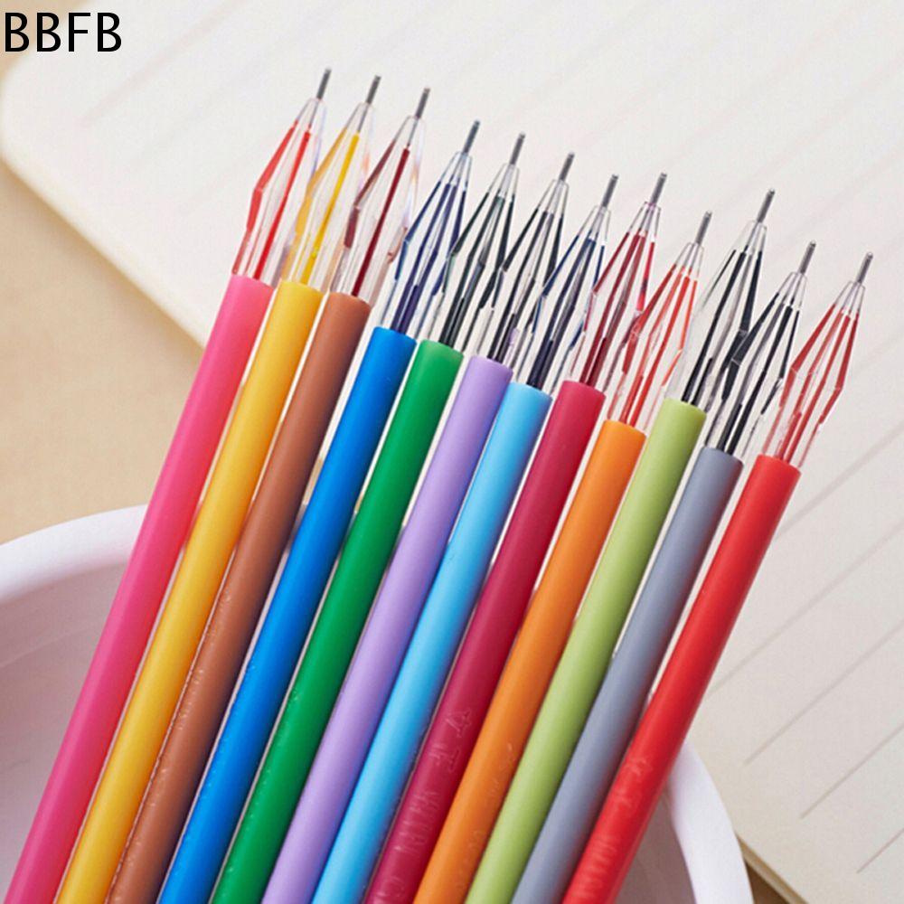 BBFB Sáng tạo Mực màu khác nhau Đỉnh kim cương 12 màu Bút Gel Refill Văn phòng phẩm Nạp bút Nạp bút trung tính Bút Gel 12 chiếc Hộp đạn