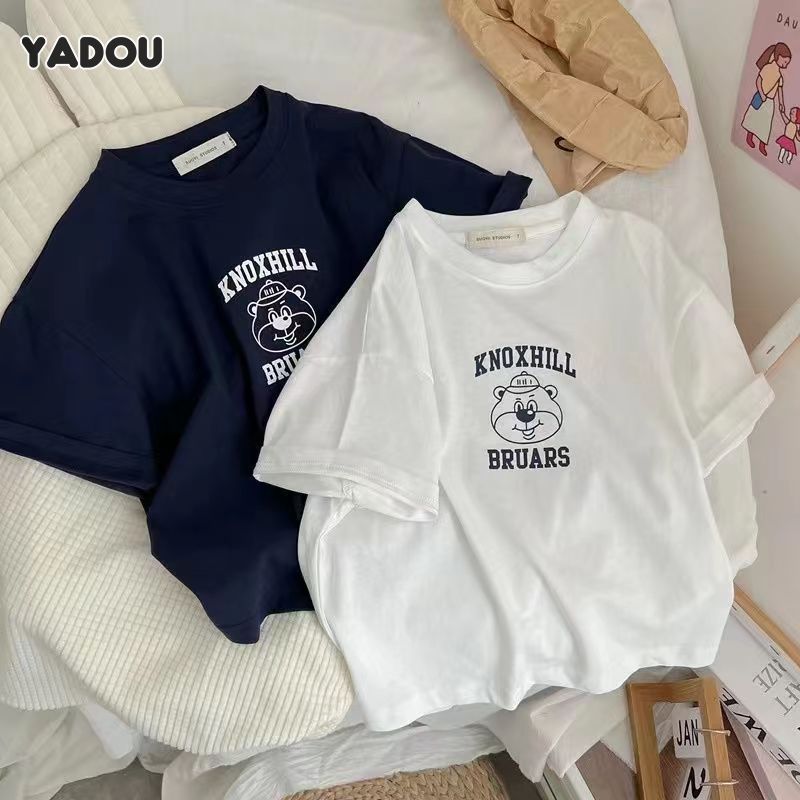 YADOU Children's short-sleeved T-shirts, boys' and girls' round-neck half-sleeve fashionable printed tops for small and medium children ราคา 152 บาท*ส่งฟรี