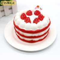 CISWGE ของเล่นแบบบีบเค้กสตรอเบอร์รี่ของเล่นแบบนิ่มบรรเทาความเครียดจำลองเค้กอาหาร