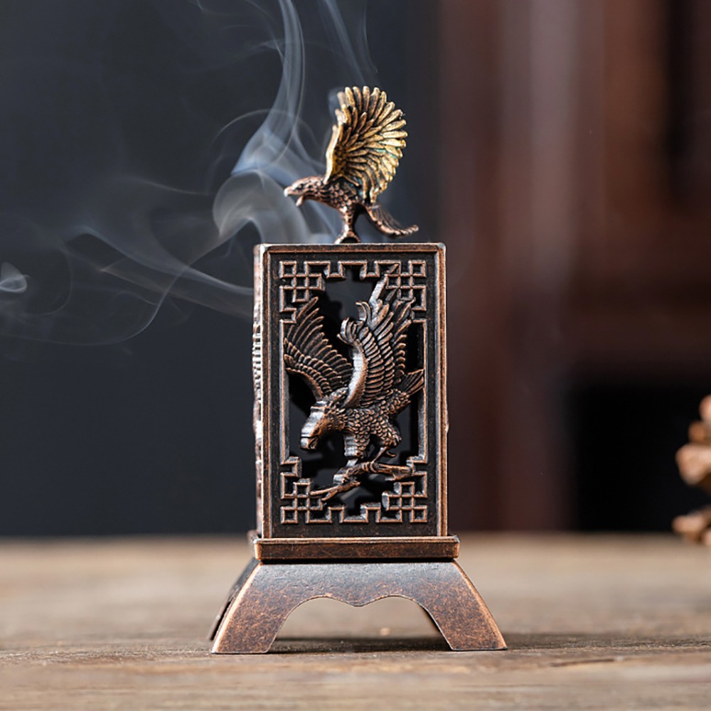 WEARXUNKANGDA Zinc Alloy Incense Burner Good Symbolism Chinese Style Indoor Aromatherapy Creative Vertical Incense Holder Home Decoration