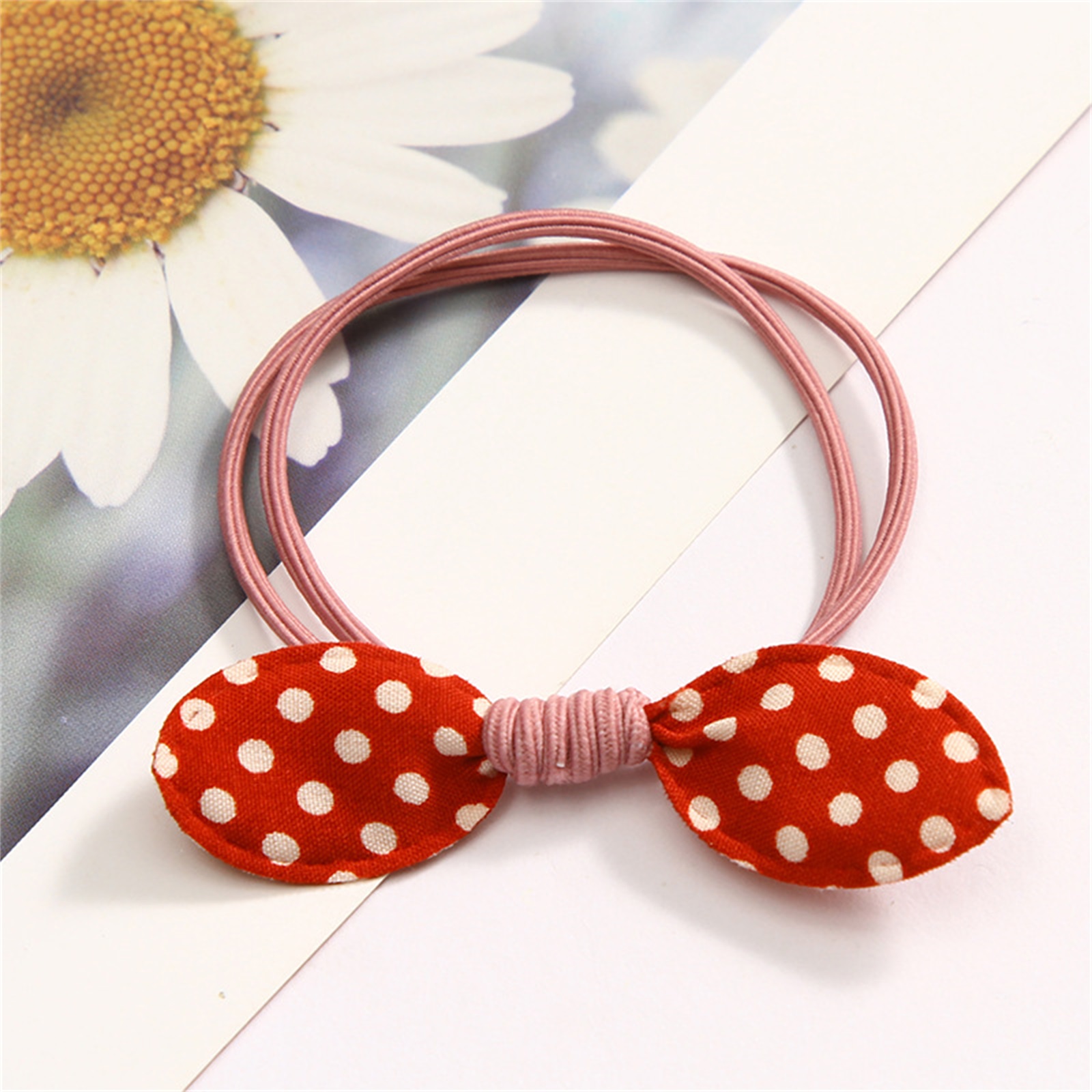 Heartandsoul- Lovely Girl's Hair Tie, Cute Dot Print Bowknot Kid Toddler Girl Hair Band Ponytail Holder Hair Accessory ราคา 16 บาท*ส่งฟรี