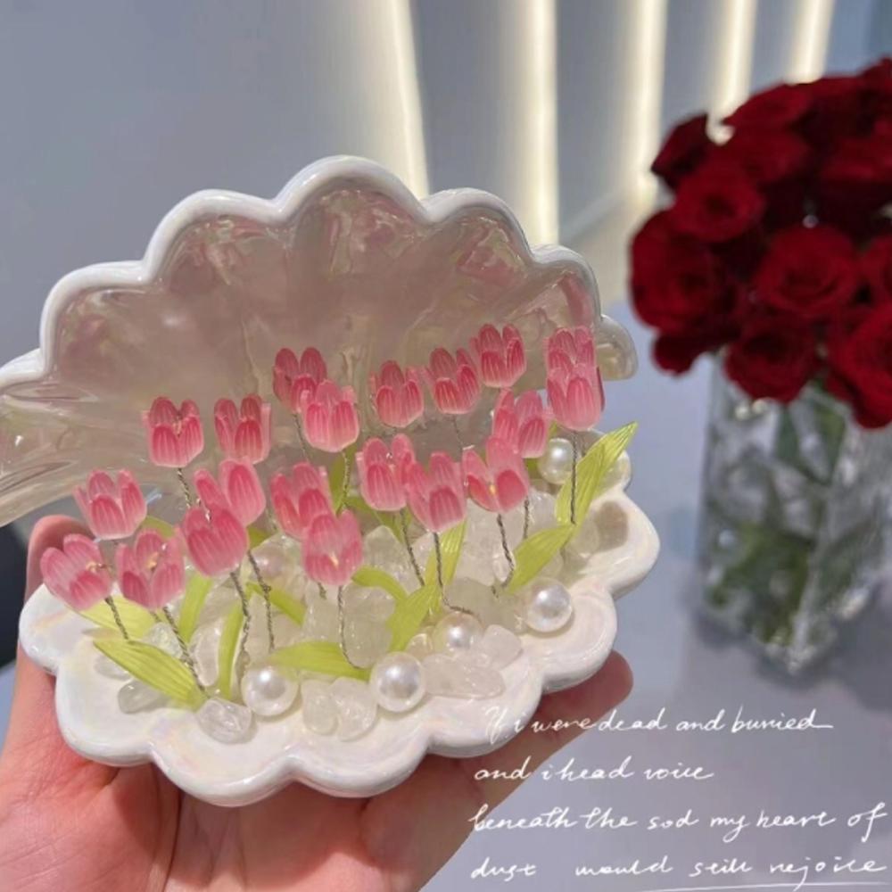 Đèn ngủ hình vỏ sò và hoa tulip – Đèn handmade DIY – Món quà sáng tạo – Đèn trang trí bàn đầu giường – Tạo không gian ấm áp lãng mạn