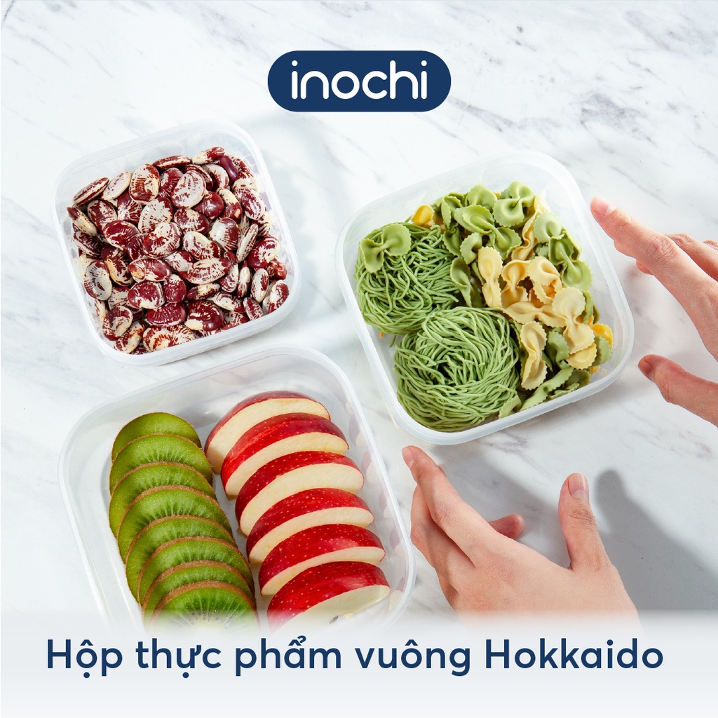 Hộp nhựa vuông đựng thực phẩm Hokkaido - Inochi đủ kích thước