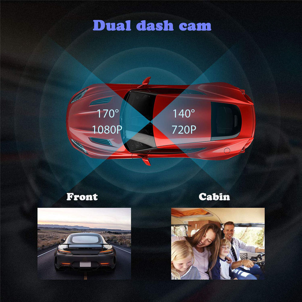 Asawin WiFi Dash Camera 3.16In IPS Double Cameras for Car Video