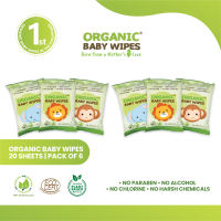 ORGANIC BABY WIPES 20s Nature PACK OF 6