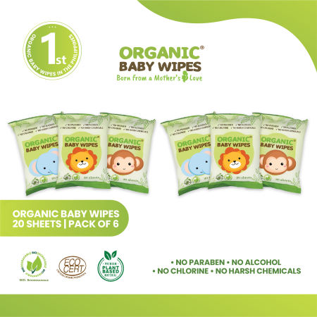 ORGANIC BABY WIPES 20's Nature PACK OF 6