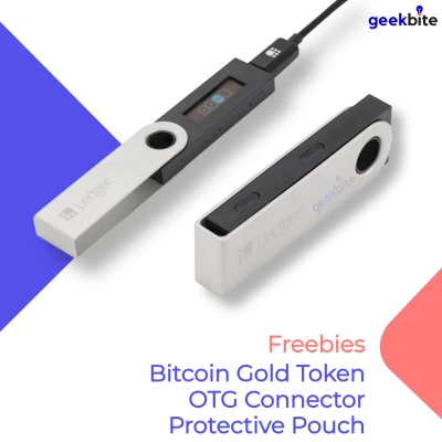 ✅ Ledger Authorized Distributor GeekBite Ledger Nano X or S Cryptocurrency Hardware Wallet! Free Gold Bitcoin Keychain + Phone OTG Kit + Protective Pouch