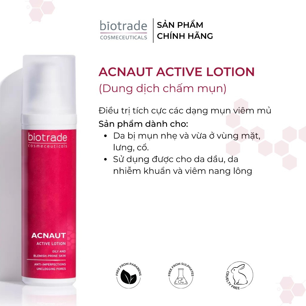 Lotion chấm mụn sưng viêm làm dịu làn da nhạy cảm và ngăn ngừa nổi mụn BIOTRADE ACNAUT 15ml