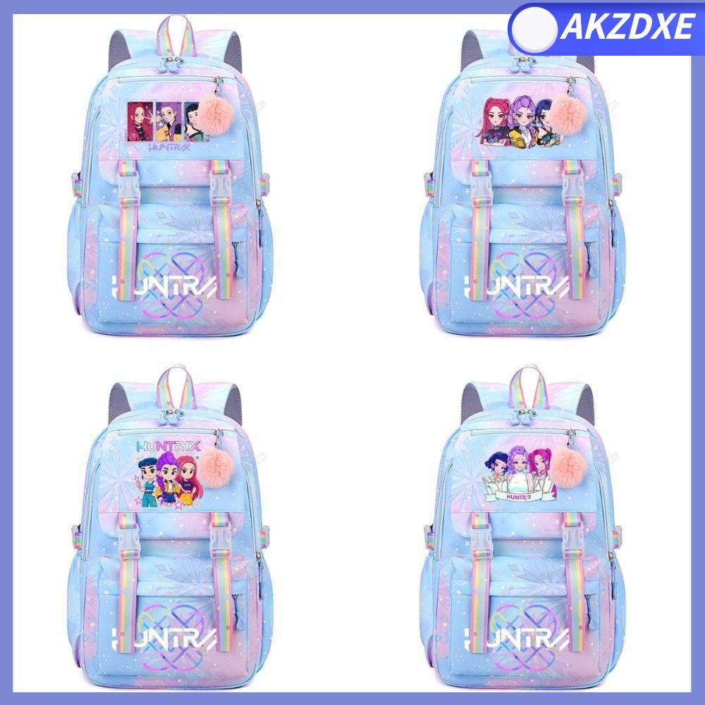 AKZDXE Phim hoạt hình Ba lô KPop Dung lượng lớn Thoáng khí Ba lô thợ săn quỷ Nhẹ Túi sách Sử dụng trong trường học