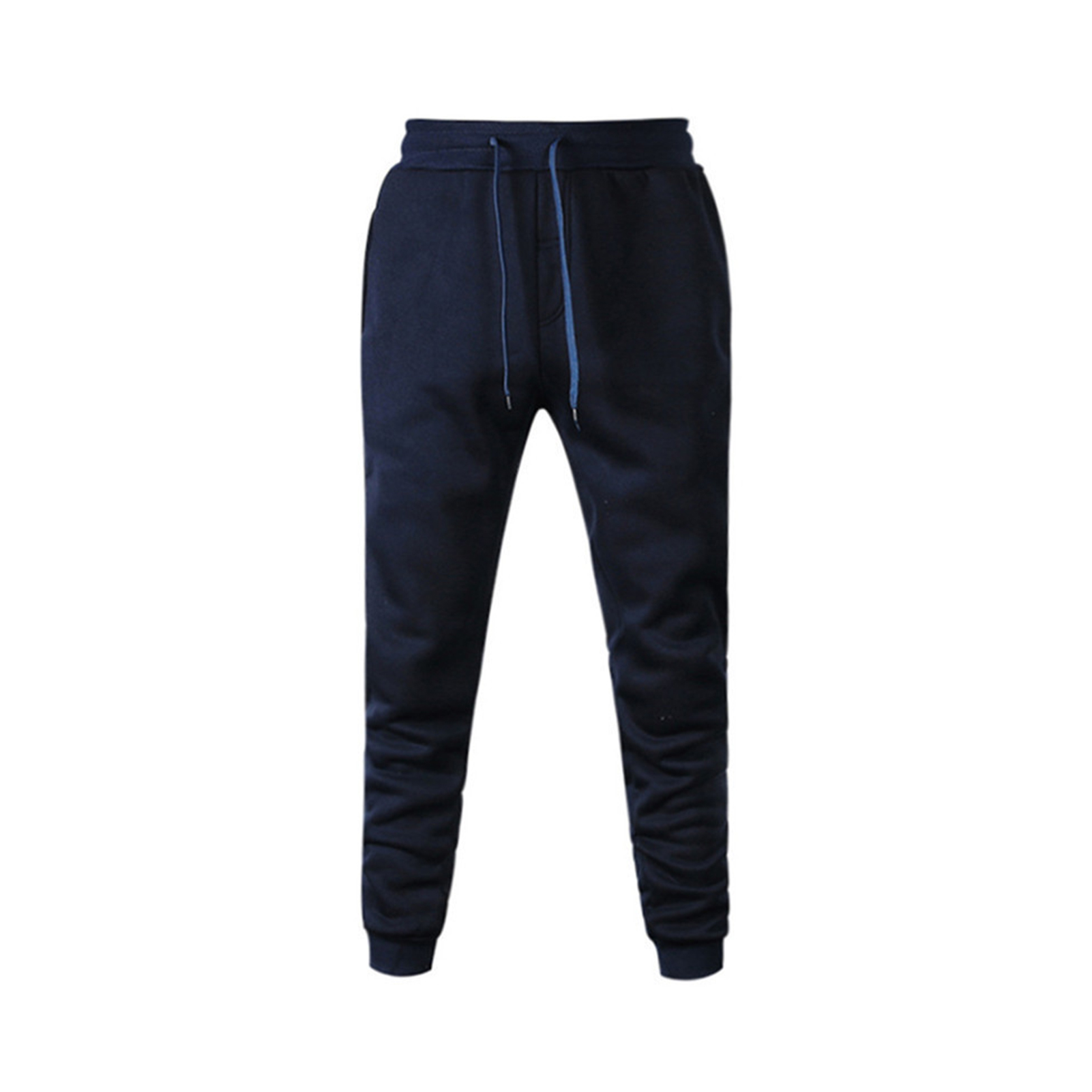 UHH Men Casual Trousers Pocket Stitching Reinforced Pants Men's Sports Sweatpants Solid Color Ankle-banded Joggers with Drawstring Elastic Waist Loose Fit Reinforced Pocket Stitching – for Asia - 3