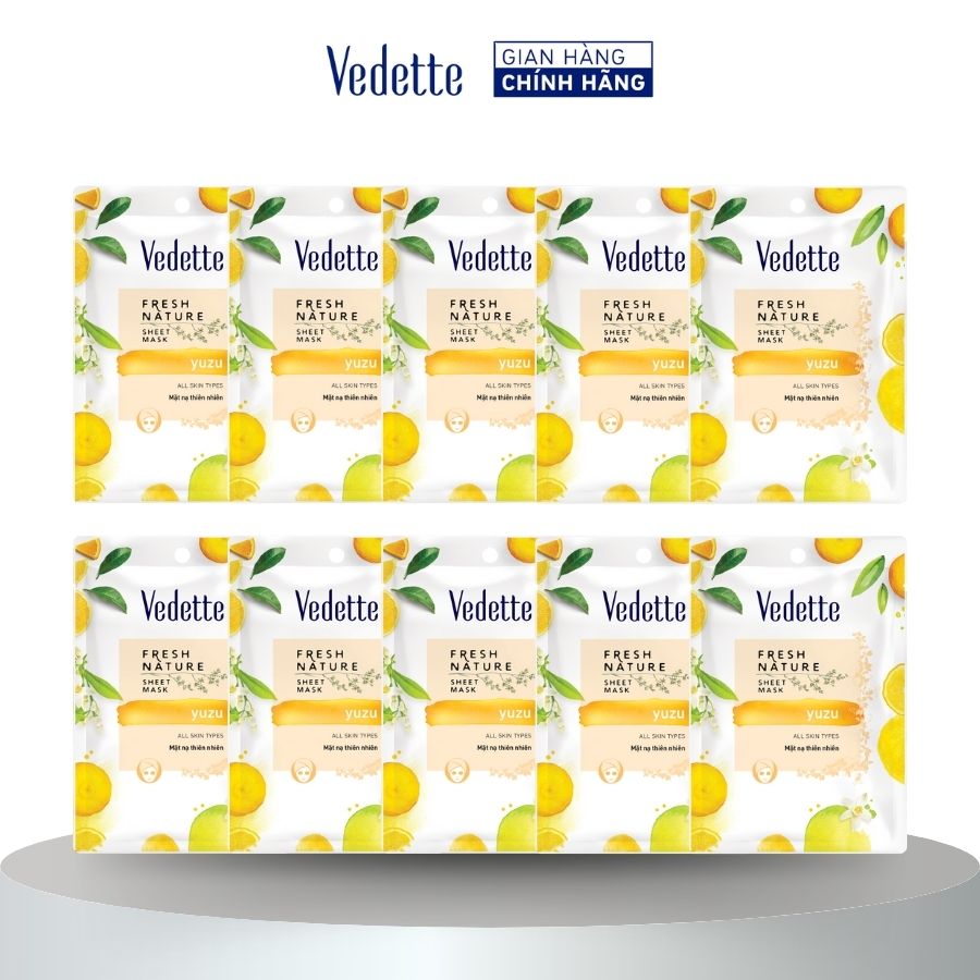 Combo 10 Mặt nạ thiên nhiên Vedette Yuzu 22ml