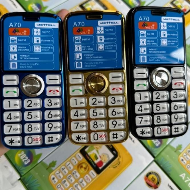Điện thoại người già, cao tuổi viettel a70 sóng 4g. 2sim. chính hãng. bảo hành 12 tháng. 1 đổi 1 trong 3 tháng