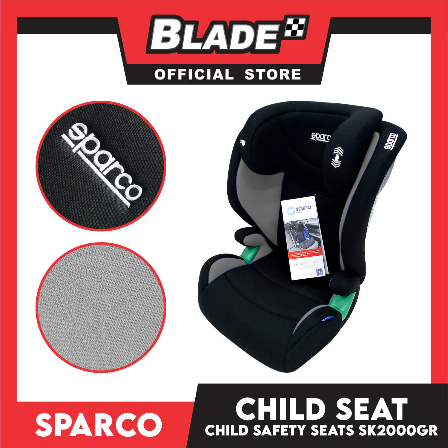 Sparco Child I-Size Booster Seat 100-150cm (Gray) SK2000IGR