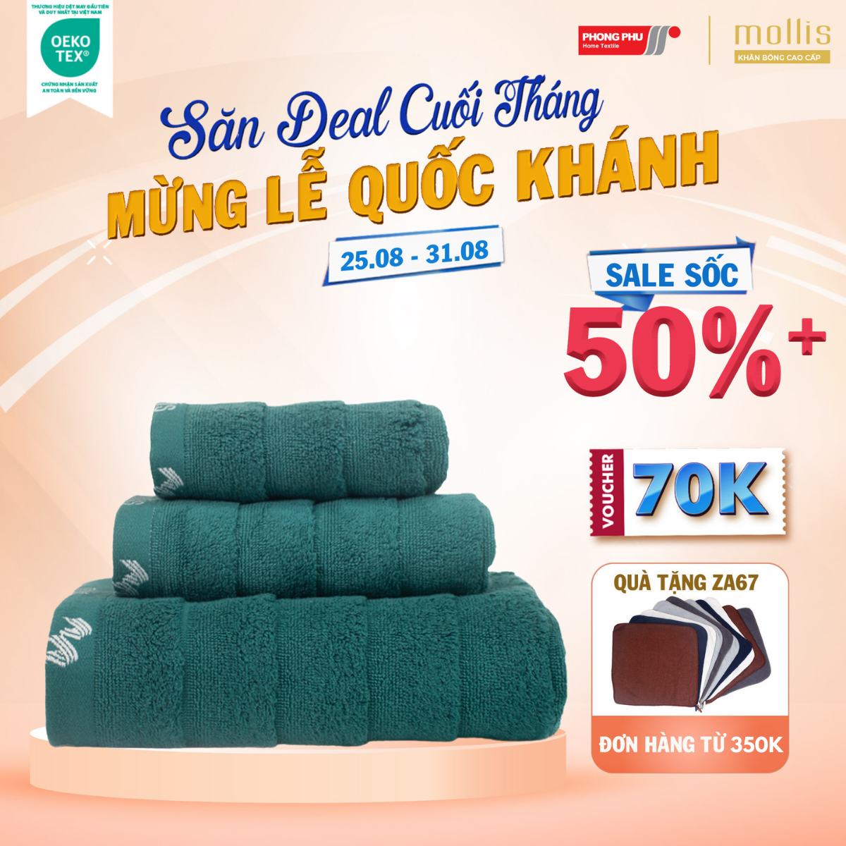 Khăn tay mollis cotton lapyarn 34x45cm khăn cao cấp mềm mịn thấm hút tốt không xù đổ lông gia đình spa khách sạn hm2y