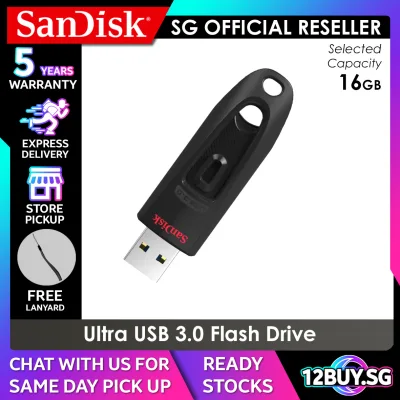SanDisk Ultra USB 3.0 Flash Drive 100MB/s Read Speed 60MB/s Write Speed 16GB 32GB 64GB 128GB CZ48 3PM.SG 12BUY.SG 5 Years SG Warranty Express Delivery Store Collection