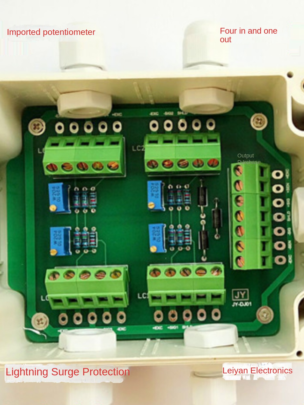 Hộp Đấu Nối Cân Điện Tử JY-DJ01 4 Vào 1 Ra 5 Dây 100 Tấn Nhựa ABS IP65 Cân Xe Tải Tự Động Hóa - Có Vỏ Ngoài