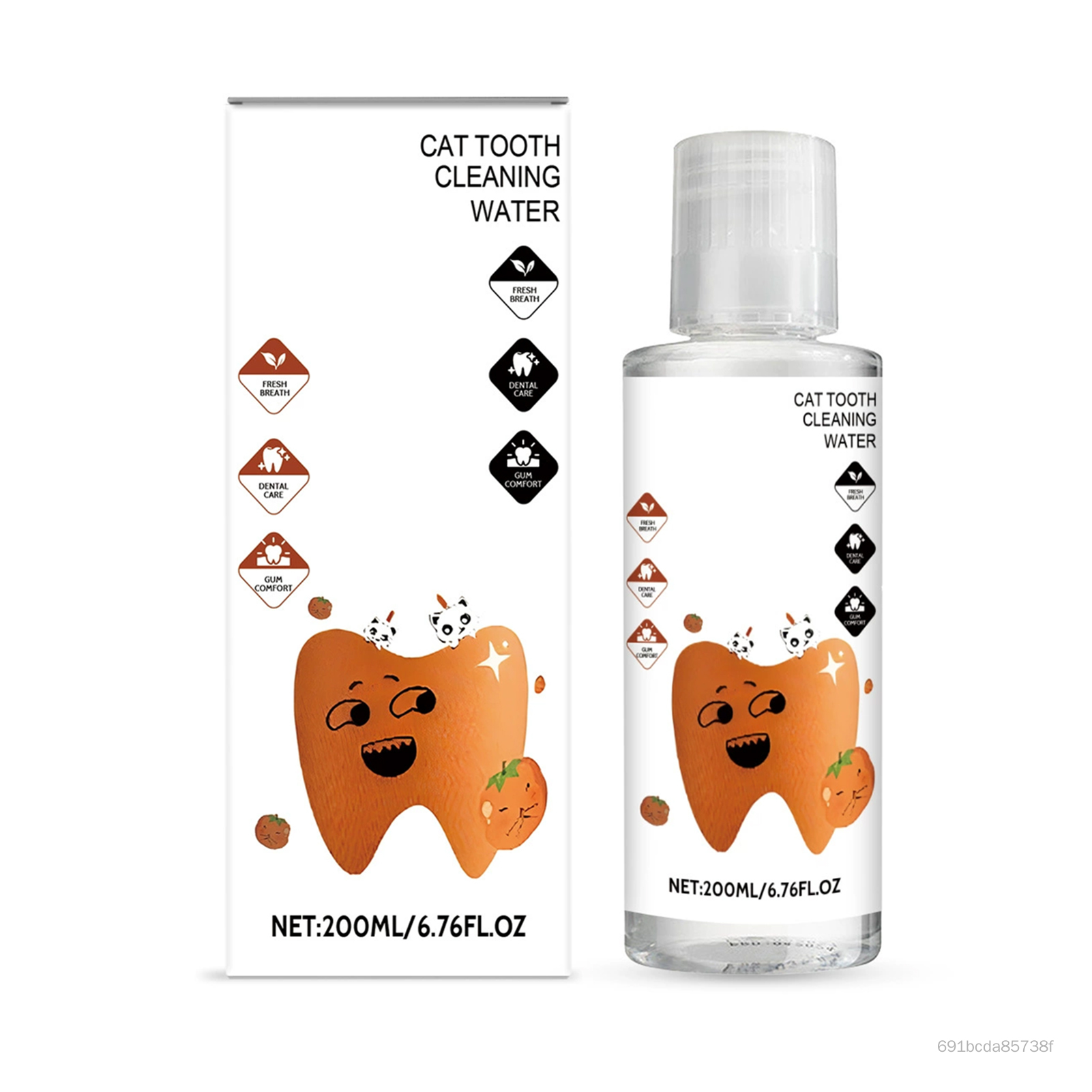 Nước làm sạch răng mèo 200ml để chăm sóc răng miệng Loại bỏ hôi miệng Giảm cao răng An toàn khi nuốt Công thức cấp thực phẩm dành cho mèo trưởng thành và mèo già FD-VN