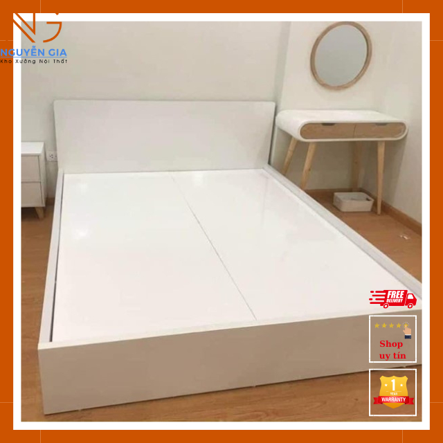 [Freeship lắp đặt HN] Giường ngủ hiện đại có đầu giường gỗ công nghiệp MDF chống xước, đế nhựa chống ẩm