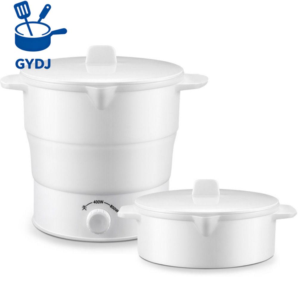 GYDJ MALL Có thể gập lại Nồi cơm điện gập được Nồi hơi nước 110V/220V Bếp điện đa năng Di động 1,2L Nồi lẩu có thể gập lại Cắm Trại