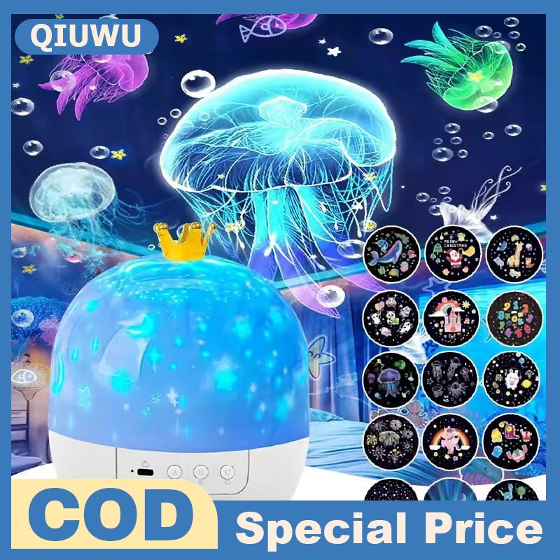 QIUWU Led ánh sáng ban đêm chiếu 15 HD chiếu phim sao đại dương môi trường xung quanh ánh sáng di động cho du lịch cắm trại phòng trang trí nội thất