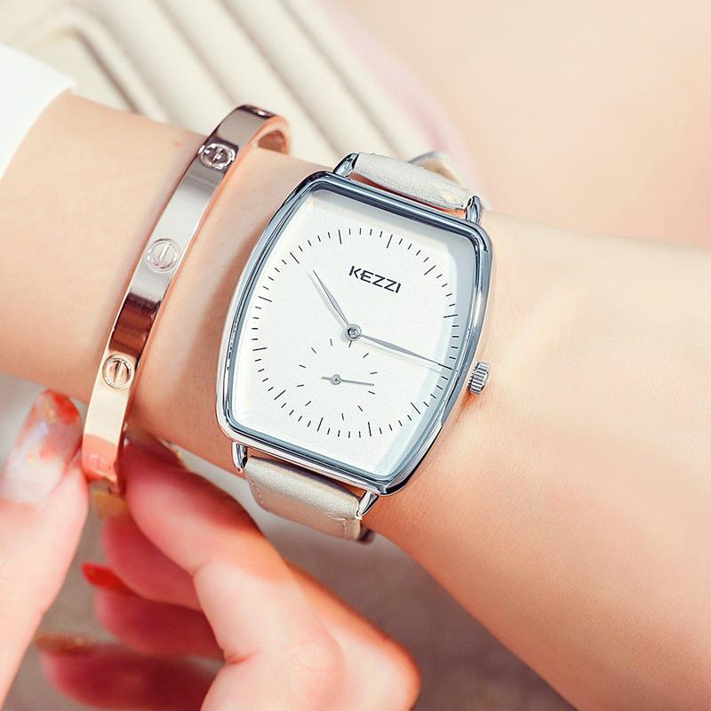 KEZZI ala Inggris Jam Tangan Siswa perempuan minimalis modis Jam Tangan Ukuran Besar Tahan Air wanita tali jam tangan kulit Tren jam tangan kuarsa