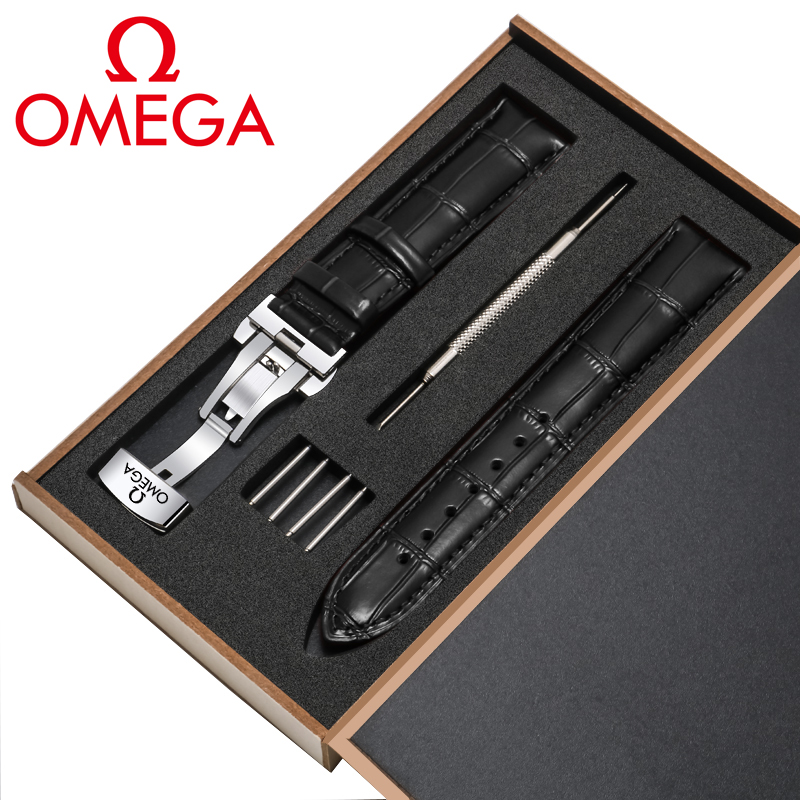 Omega Dây đeo nam Omega bướm bay haima siêu Master da đồng hồ chống nước ban nhạc đồng hồ nữ chuỗi 20