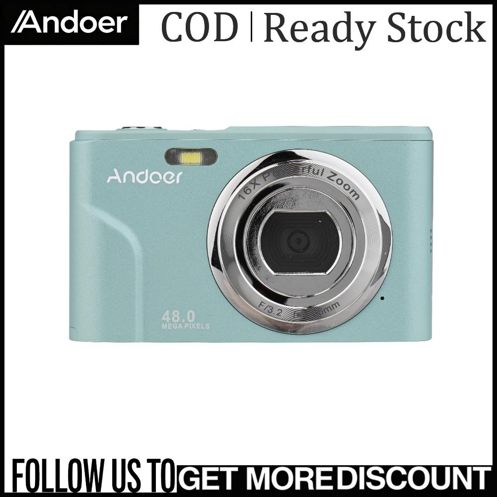 Andoer Camnoon Portable Digital Camera 48MP 1080P 2.4-inch IPS Screen 16X Zoom Auto Focus Self-Timer Face Detection Anti-Shaking Built-in Battery with Hand Strap Carry Pouch - Thương hiệu Andoer Giá 760,830 Đồng*Miễn phí vận chuyển