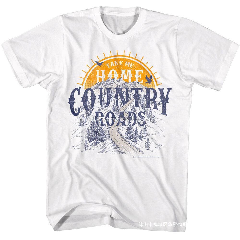 2025 Năm Mới Cotton Cổ Tròn Tay Ngắn T Áo Thun John Denver Take me Home Country Roads Men's T Shirt Guitar Thời Trang Hàn Quốc Giản Dị Lễ Hội Mùa Xuân Gián