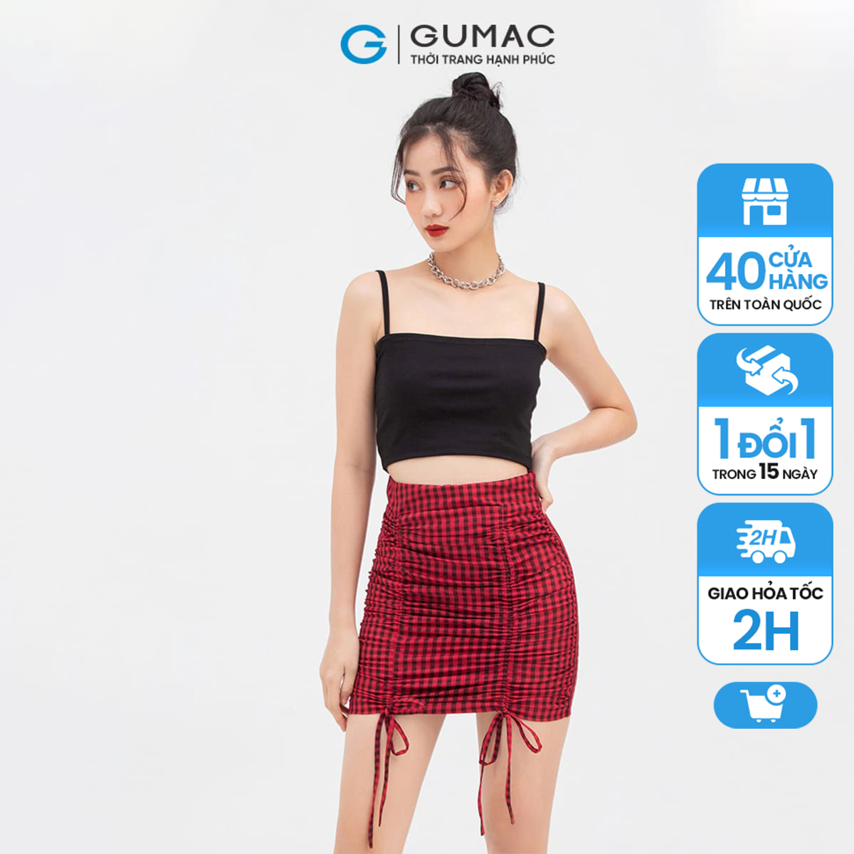 [SALE SỐC] Chân váy nữ GUMAC VB864 , Chân váy ngắn phối rút dây mẫu mới